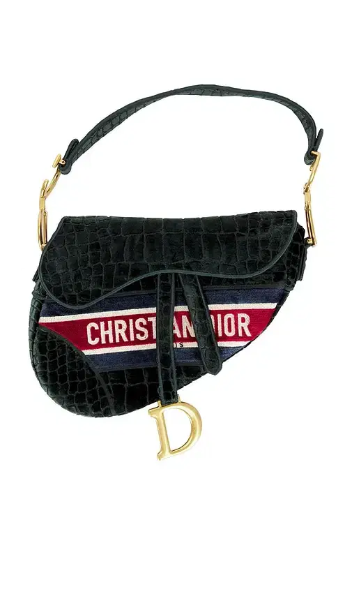 Dior Velvet Crocodile Effect Saddle Bag