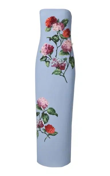 Carolina Herrera Strapless Hydrangea-Embroidered Column Gown | Thumbnail 1 Carolina Herrera Strapless Hydrangea-Embroidered Column Gown | Thumbnail 1