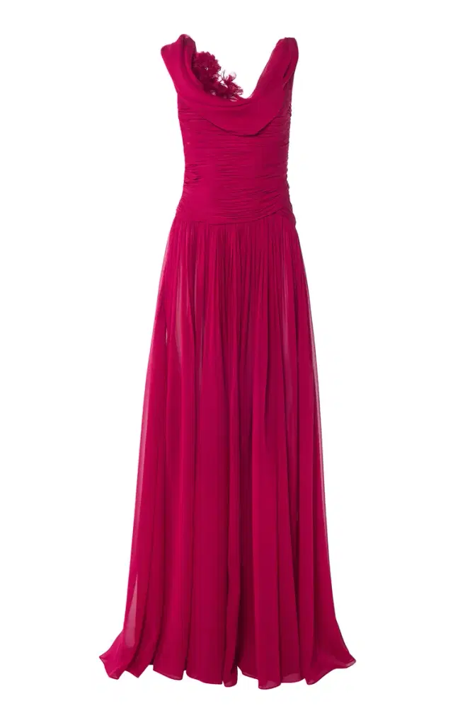 Draped Silk-Chiffon Gown