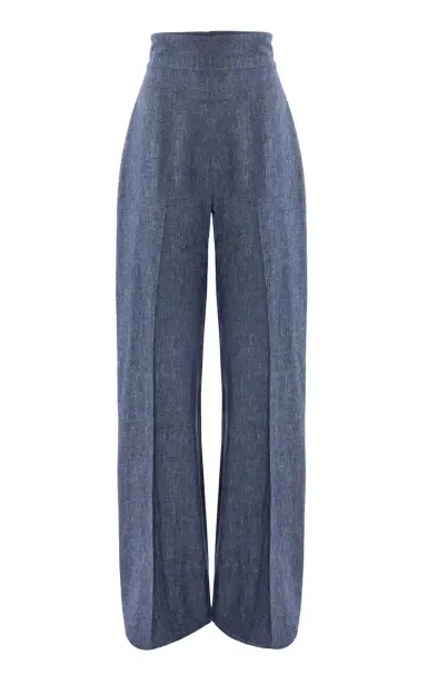 Carolina Herrera High-Rise Linen-Cashmere Blend Wide-Leg Pants | Thumbnail 1