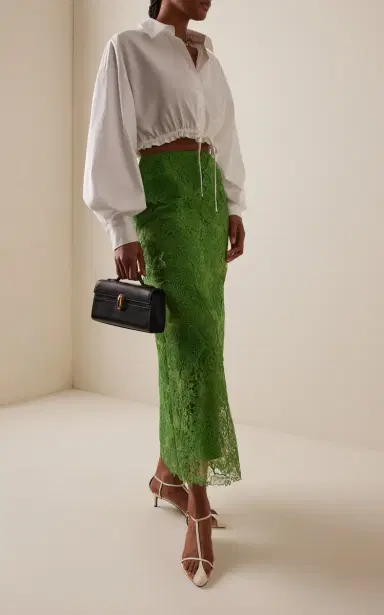 Carolina Herrera Hydrangea Floral Lace Midi Slip Skirt | Thumbnail 2 Carolina Herrera Hydrangea Floral Lace Midi Slip Skirt | Thumbnail 2