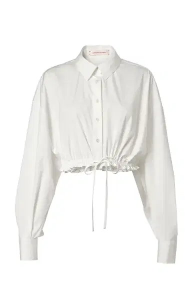 Carolina Herrera Cropped Stretch-Cotton Drawstring Shirt | Thumbnail 1