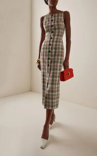 Carolina Herrera Check Plaid Tailoring Midi Pencil Dress | Thumbnail 4