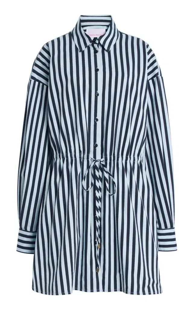 Carolina Herrera Striped Cotton-Blend Mini Shirt Dress