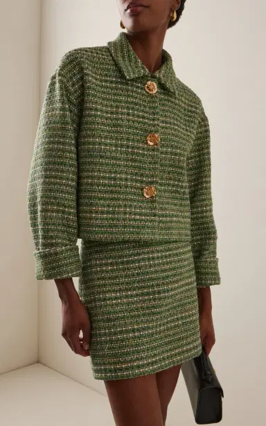Carolina Herrera Cropped Cotton-Blend Tweed Jacket | Thumbnail 2