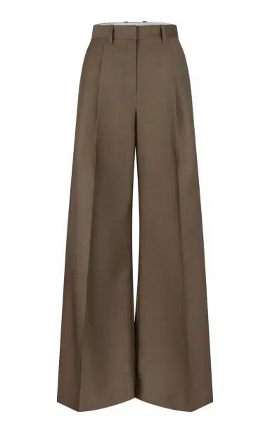 Heirlome Laurence Mid-Rise Wide-Leg Wool-Silk Trousers | Thumbnail 1