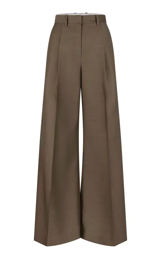 Heirlome Laurence Mid-Rise Wide-Leg Wool-Silk Trousers