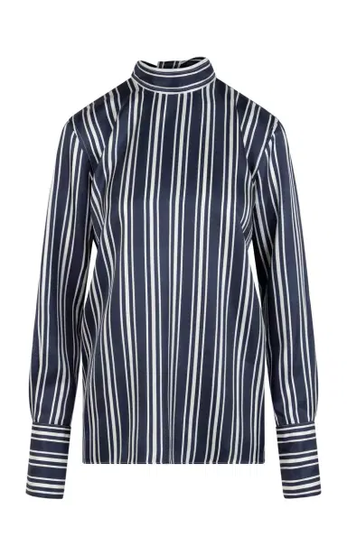 Heirlome Cora Striped Silk Mock Neck Top | Thumbnail 3