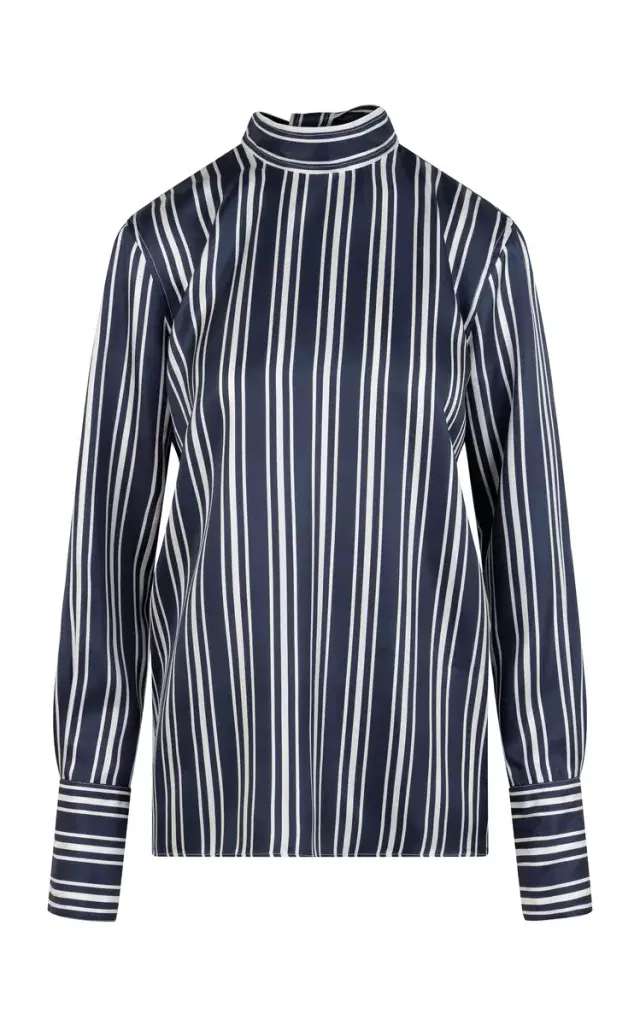 Heirlome Cora Striped Silk Mock Neck Top