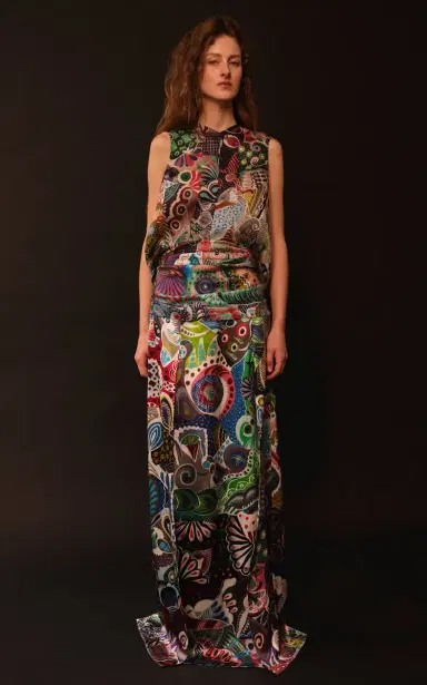 Heirlome Val Sleeveless Printed Silk Top | Thumbnail 2