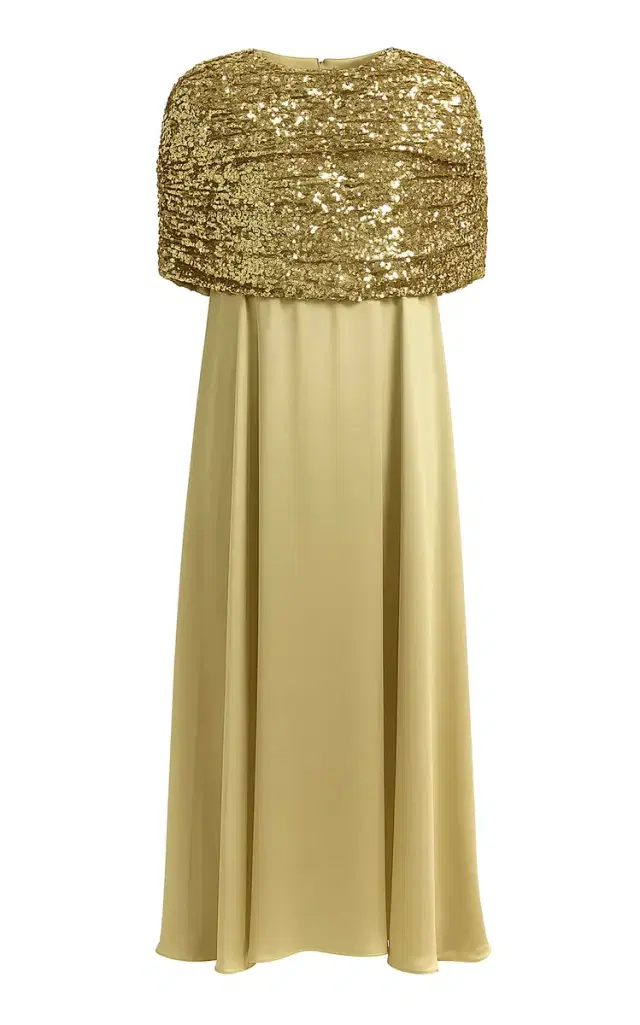 Gathered Sequined-Top Maxi Dress