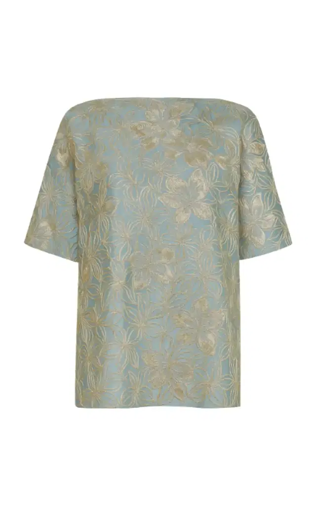 Metallic Floral-Print Top