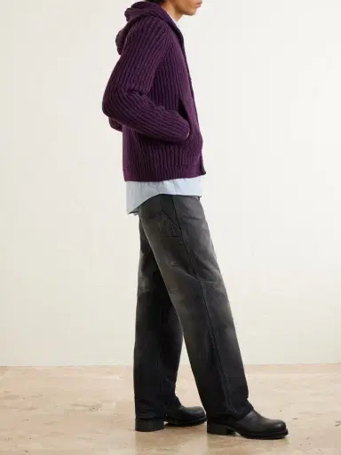 Our Legacy Cropped Ribbed Wool Zip-Up Hoodie - Men | Thumbnail 2