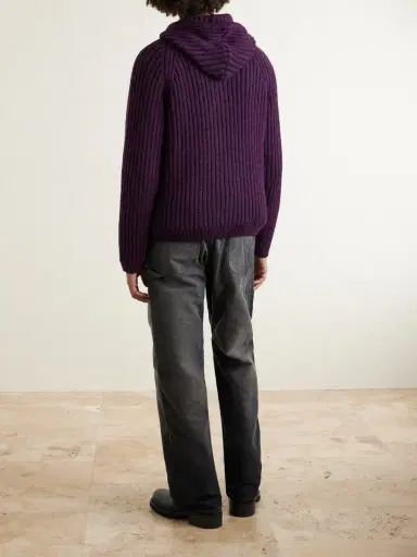 Our Legacy Cropped Ribbed Wool Zip-Up Hoodie - Men | Thumbnail 4