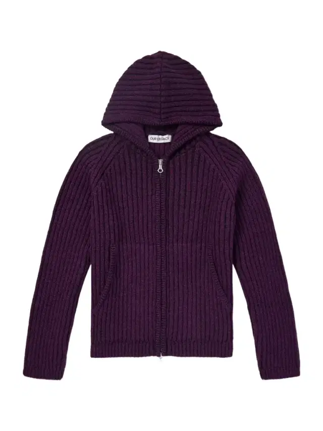 Cropped Ribbed Wool Zip-Up Hoodie - Men