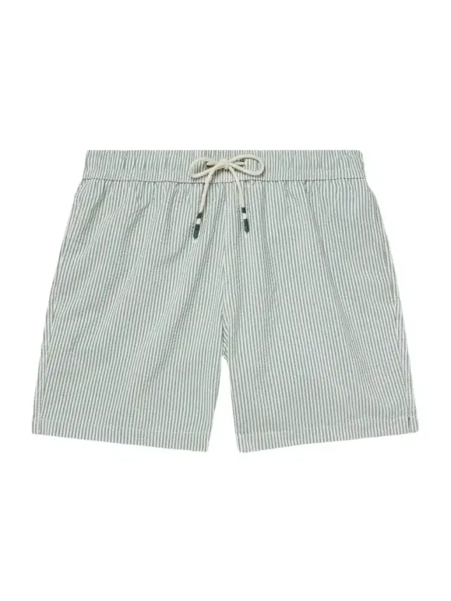 Hartford Slim-Fit Short-Length Striped Seersucker Swim Shorts - Men