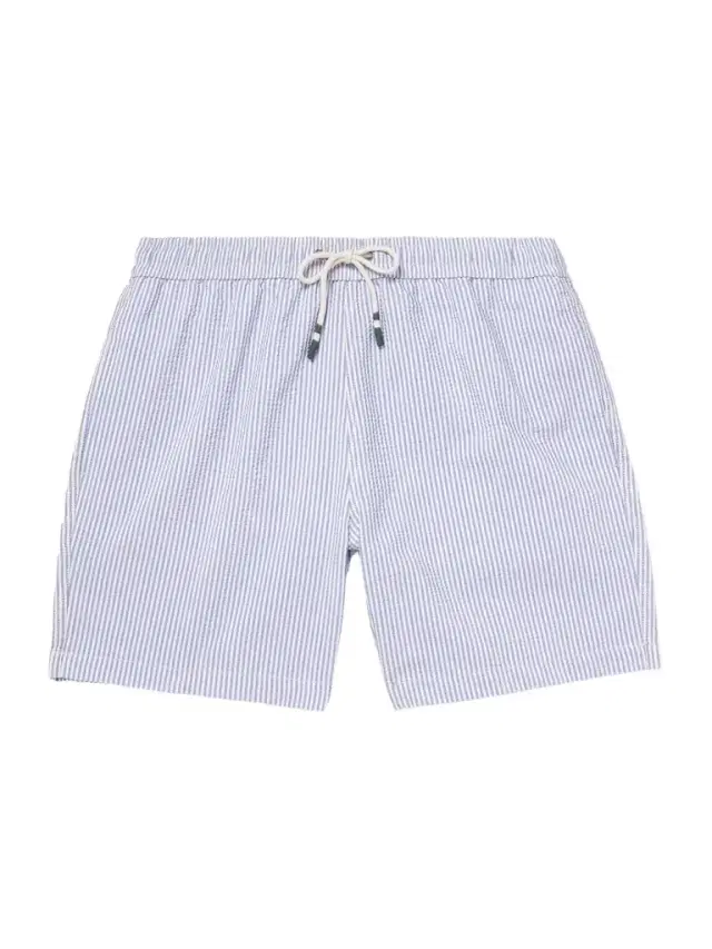 Hartford Slim-Fit Mid-Length Striped Seersucker Swim Shorts - Men