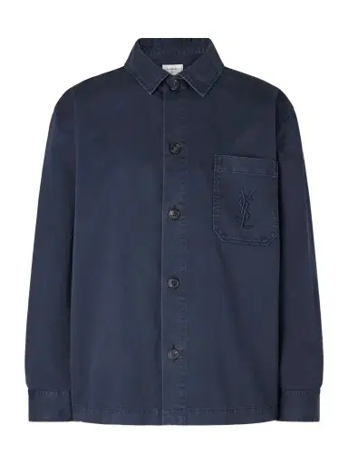 Saint Laurent Logo-Embroidered Cotton-Twill Overshirt - Men | Thumbnail 1 Saint Laurent Logo-Embroidered Cotton-Twill Overshirt - Men | Thumbnail 1