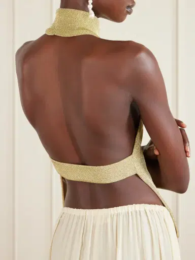 Cult Gaia Wake Ribbed Metallic Halterneck Top | Thumbnail 4 Cult Gaia Wake Ribbed Metallic Halterneck Top | Thumbnail 4