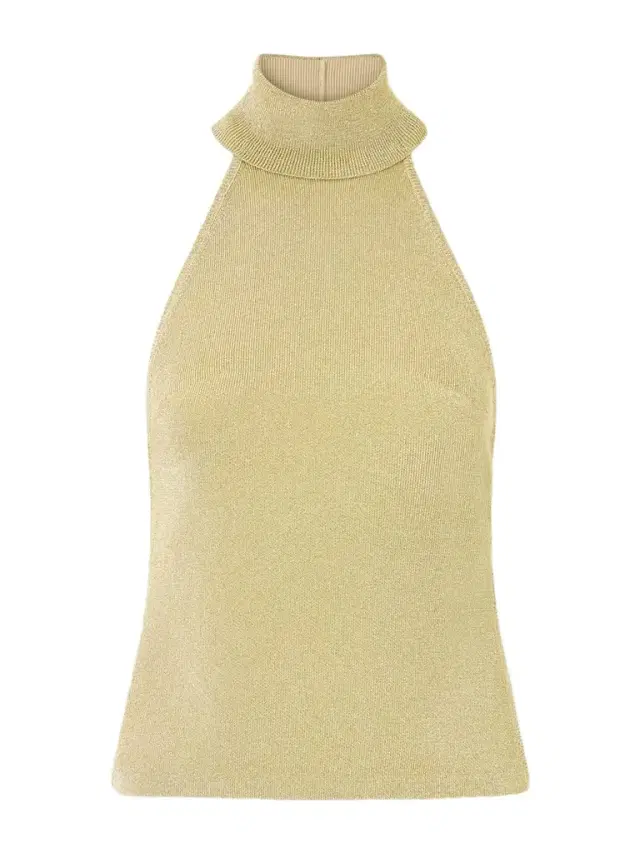 Wake Ribbed Metallic Halterneck Top