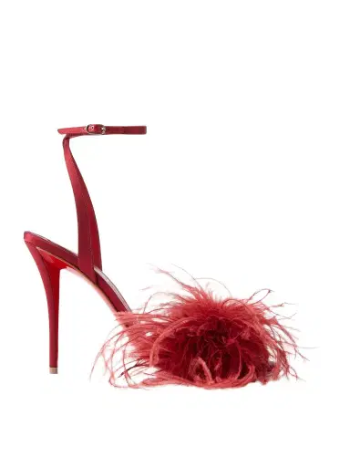 Christian Louboutin Miss Z Poupi 100 Feather-embellished Satin Sandals | Thumbnail 1 Christian Louboutin Miss Z Poupi 100 Feather-embellished Satin Sandals | Thumbnail 1