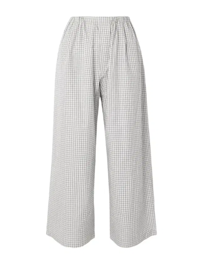 Meadow Checked Cotton-poplin Wide-leg Pants