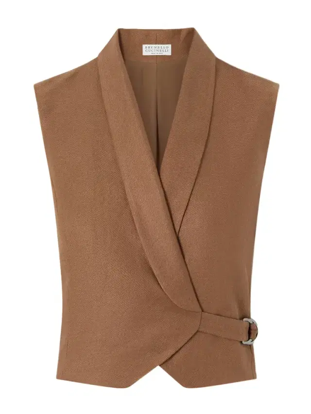 Linen-twill Wrap Vest