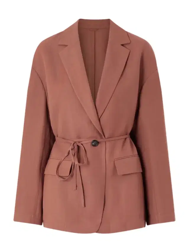 Embellished Belted Twill Wrap Jacket