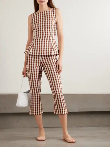 Faithfull Valeria Gingham Linen Straight-leg Capri Pants | Thumbnail 2 Faithfull Valeria Gingham Linen Straight-leg Capri Pants | Thumbnail 2
