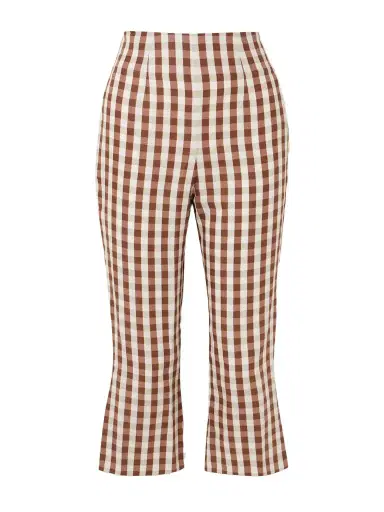 Faithfull Valeria Gingham Linen Straight-leg Capri Pants | Thumbnail 1 Faithfull Valeria Gingham Linen Straight-leg Capri Pants | Thumbnail 1