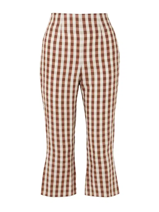 Valeria Gingham Linen Straight-leg Capri Pants