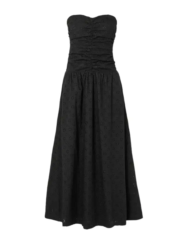 Lia Strapless Ruched Broderie Anglaise Maxi Dress