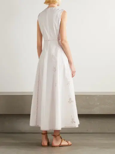 Emporio Sirenuse Clodette Embroidered Cotton-blend Midi Dress | Thumbnail 3 Emporio Sirenuse Clodette Embroidered Cotton-blend Midi Dress | Thumbnail 3
