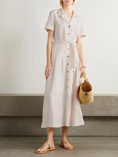 Emporio Sirenuse Daria Embroidered Linen-blend Midi Dress | Thumbnail 2 Emporio Sirenuse Daria Embroidered Linen-blend Midi Dress | Thumbnail 2