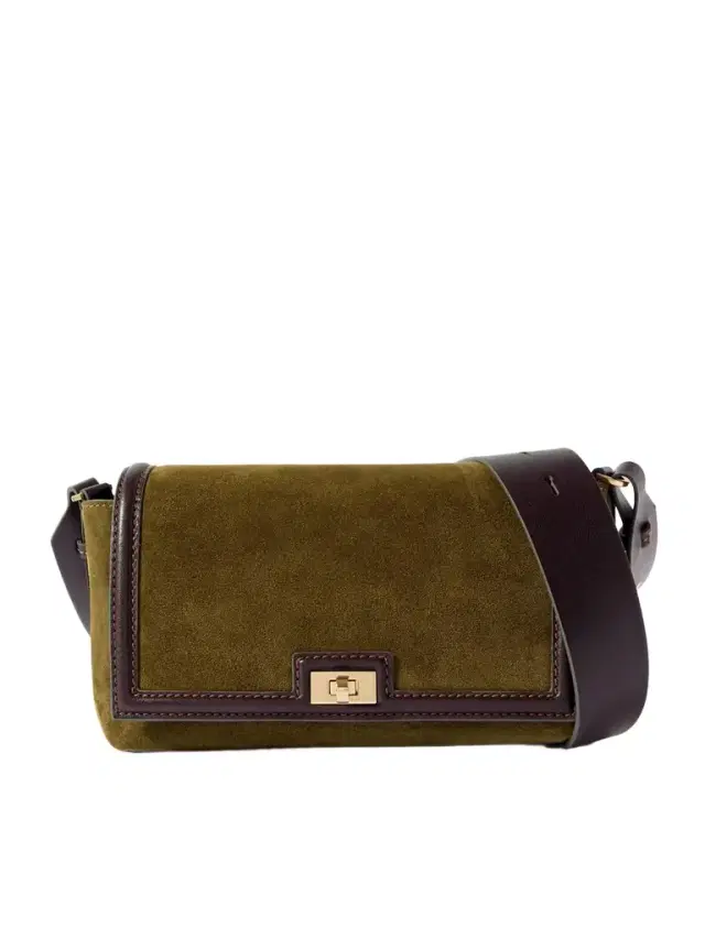 Mortimer Frame Leather-trimmed Suede Shoulder Bag