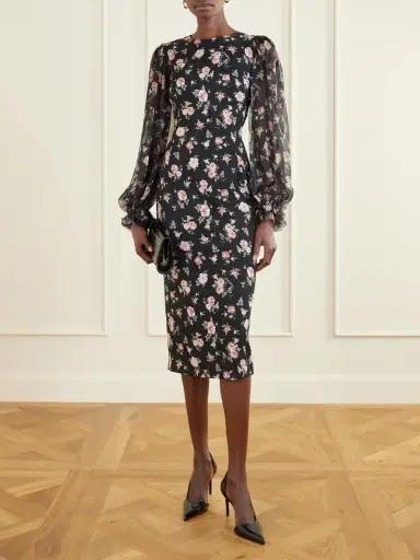 Dolce & Gabbana Floral-print Silk-blend Satin And Chiffon Dress | Thumbnail 2 Dolce & Gabbana Floral-print Silk-blend Satin And Chiffon Dress | Thumbnail 2