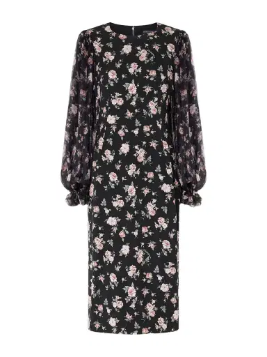 Dolce & Gabbana Floral-print Silk-blend Satin And Chiffon Dress | Thumbnail 1 Dolce & Gabbana Floral-print Silk-blend Satin And Chiffon Dress | Thumbnail 1