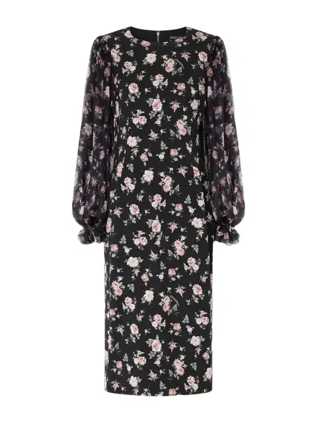 Floral-print Silk-blend Satin And Chiffon Dress
