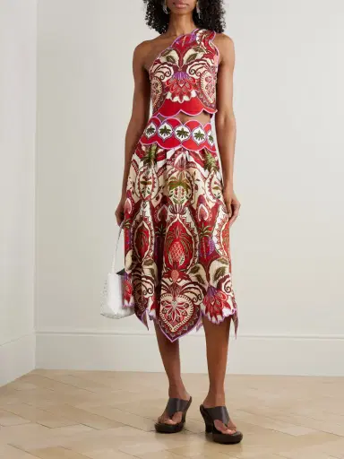 Farm Rio Odara One-shoulder Scalloped Printed Linen-blend Top | Thumbnail 2 Farm Rio Odara One-shoulder Scalloped Printed Linen-blend Top | Thumbnail 2