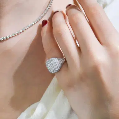 Wish Fine Jewelry 2.09ct Diamond 18K Gold Pave Signet Ring | Thumbnail 4
