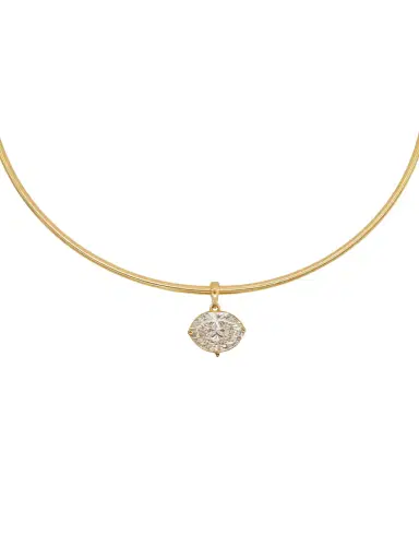 Wish Fine Jewelry 3.00ct Diamond 18K Gold Pendant Wire Collar Necklace | Thumbnail 1 Wish Fine Jewelry 3.00ct Diamond 18K Gold Pendant Wire Collar Necklace | Thumbnail 1