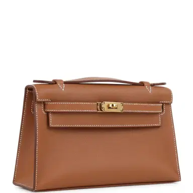 HERMÈS Hermes Kelly Pochette Gold Swift Gold Hardware | Thumbnail 2
