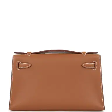 HERMÈS Hermes Kelly Pochette Gold Swift Gold Hardware | Thumbnail 5