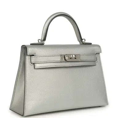 HERMÈS Hermes Kelly Sellier 20 Argent Chevre Chamkilight Palladium Hardware | Thumbnail 2 HERMÈS Hermes Kelly Sellier 20 Argent Chevre Chamkilight Palladium Hardware | Thumbnail 2