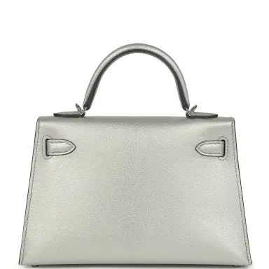 HERMÈS Hermes Kelly Sellier 20 Argent Chevre Chamkilight Palladium Hardware | Thumbnail 5 HERMÈS Hermes Kelly Sellier 20 Argent Chevre Chamkilight Palladium Hardware | Thumbnail 5