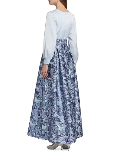 SACHIN & BABI Women's Zoe Printed Mikado Gown - Celestial Bluef Rozen Flora - Size 0 | Thumbnail 5 SACHIN & BABI Women's Zoe Printed Mikado Gown - Celestial Bluef Rozen Flora - Size 0 | Thumbnail 5