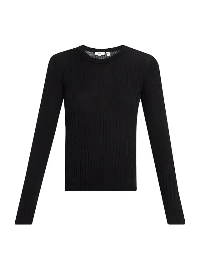 Women's Kyle Ribbed Wool Slim-Fit Top - Black