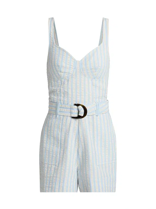 SIMKHAI Women's Kai Bustier-Style Romper - Hydrangea Blue Stripe