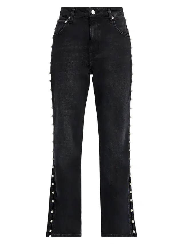 Women's Amelia Embellished High-Rise Straight-Leg Ankle Jeans - Topanga