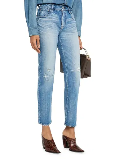 Moussy Vintage Women's Bridgeville Mid-Rise Distressed Slim-Straight Ankle Jeans - Blue | Thumbnail 3
